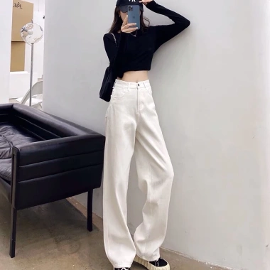 Quần Jeans Nữ Ống Rộng Màu Trắng Siêu Hot - Form Chuẩn Giá Bán Sỉ 139k 4