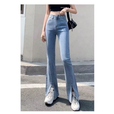 Quần jeans nữ ổng vẩy xẻ gấu, lưng cao co giãn, 3 màu đen-xanh nhạt-xanh đậm, giá 211.000₫ 7