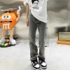 Quần jeans nữ petite màu xám nhạt kiểu Mỹ, ống rộng cạp cao, dáng suông dài tới sàn - Giá ưu đãi 190k