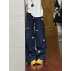 Quần jeans nữ thun gọn thêu hoa cún con Mỹ, ống rộng dài tới sàn, thời trang giá ưu đãi 301.000 VND 2