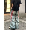 Quần jeans ống đứng sọc retro Mỹ, cargo ống rộng rách, giảm giá 260k 3