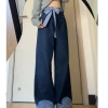 Quần jeans ống rộng cỡ lớn nữ thiết kế nơ, cạp cao, vải co giãn, mùa xuân 2.025 3
