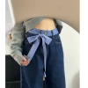 Quần jeans ống rộng cỡ lớn nữ thiết kế nơ, cạp cao, vải co giãn, mùa xuân 2.025 4