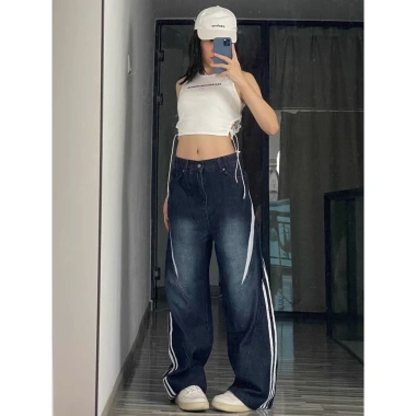 Quần jeans ống rộng cỡ lớn nữ thời trang sành điệu - Giá ưu đãi 189.000