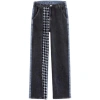 Quần Jeans ống rộng nữ thời trang đa túi, thẳng, giặt Mỹ, cỡ lớn, đen đường phố 7