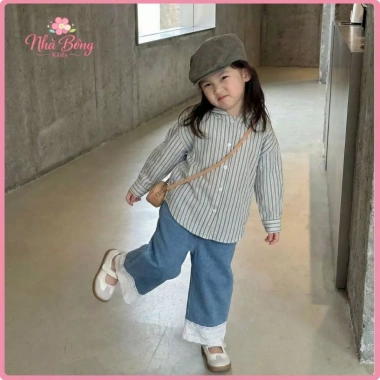 Quần Jeans Ống Suông Bé Gái Lưng Thun Gấu Phối Ren Vải Bò Mềm Mịn Giá 202.000đ 3