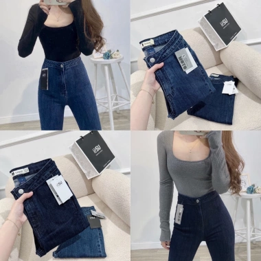 Quần Jeans Skinny Lưng Cao Không Túi Trơn - Ảnh Tự Chụp, Giá Giảm 345k (414k)