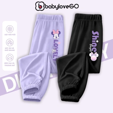 Quần jogger dài thu đông bé gái BabyloveGO BST Disney 2.026, thun co giãn thoải mái, giá 109.000đ