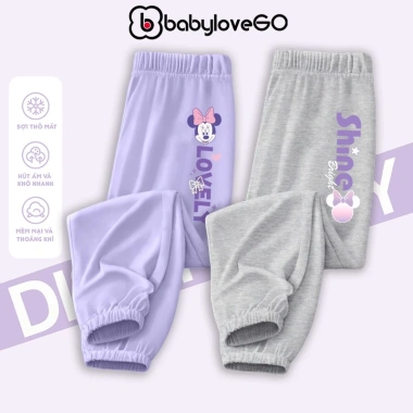 Quần jogger dài thu đông bé gái BabyloveGO BST Disney 2.026, thun co giãn thoải mái, giá 109.000đ