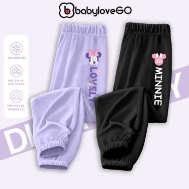Quần jogger dài thu đông bé gái BabyloveGO BST Disney 2.026, thun co giãn thoải mái, giá 109.000đ