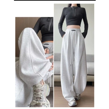 Quần Jogger Nỉ Ống Rộng Nữ Unisex, Mềm Không Bai Xù, Streetwear Hàn Quốc