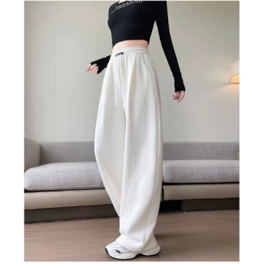 Quần Jogger Nỉ Ống Rộng Nữ Unisex, Mềm Không Bai Xù, Streetwear Hàn Quốc