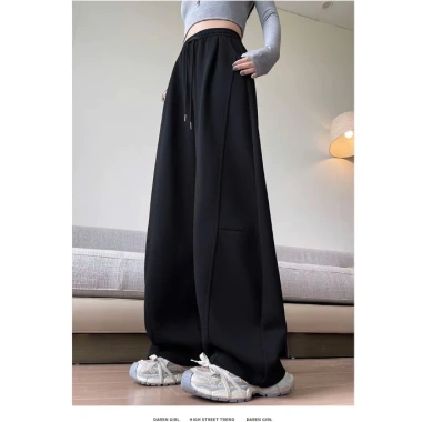 Quần Jogger Nỉ Ống Rộng Nữ Unisex, Mềm Không Bai Xù, Streetwear Hàn Quốc