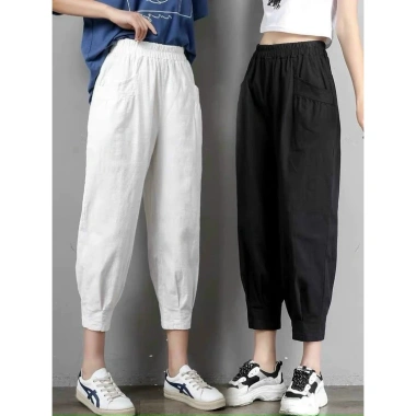 Quần Jogger Nữ Lưng Thun Xếp Ly Gấu, Bo Gấu Đũi Xước - 98.999đ