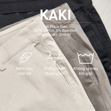 Quần Kaki Nam ICONDENIM Ống Ôm Slim Form - Giá 369.000 VND, denim co giãn, thời trang hiện đại 7