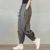 Quần kaki nam nữ thể thao ống rộng bo chun gấu, basic 3 màu Đen Nâu Ghi xám, size 40‑68kg