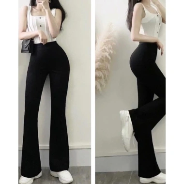 Quần loe cotton nữ lưng cao, co dãn, túi tiện, chân tôn dáng - Giá 71.099₫