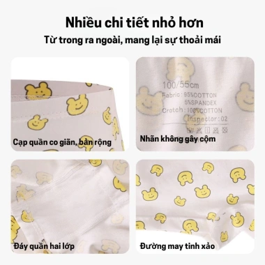 Quần Lót Bé Gái Cotton Co Giãn Dáng Đùi Họa Tiết Dễ Thương, Thoáng Khí, Giá 133k 4