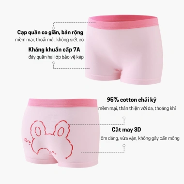 Quần Lót Bé Gái Cotton Co Giãn, Họa Tiết Dễ Thương, Thoáng Khí - Giá 126.736 VND 8
