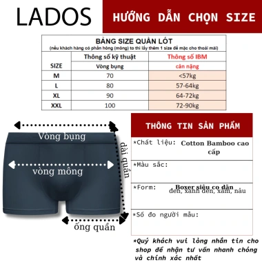 Quần Lót Boxer Lados-4.129 Thun Bamboo Mềm, Thấm Hút Mồ Hôi, Thoáng Mát - 62.000₫ 8