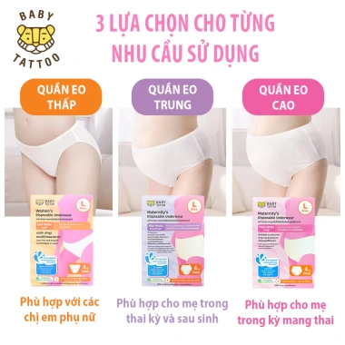 Quần Lót Giấy BABY TATTOO 1 Lần Dùng Cho Phụ Nữ và Mẹ Bầu - Thoáng Khí, Siêu Mỏng