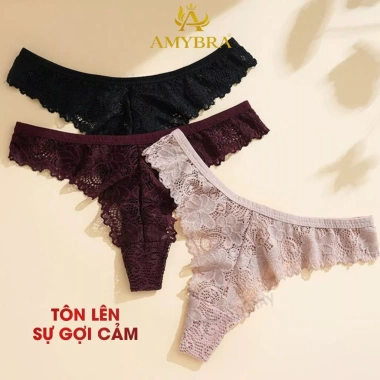 Quần Lót Lọt Khe Cạp Vừa Không Lộ Viền Chip Nữ Ren Mềm Đáy Khàng AMYBRA L6.551