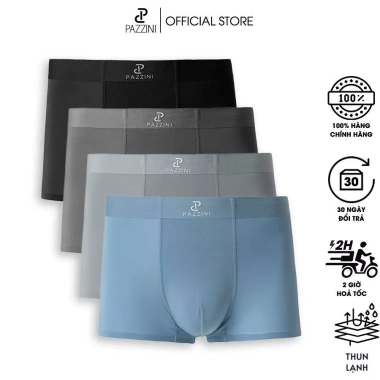 Quần lót nam boxer PAZZINI thun lạnh cao cấp, co giãn 4 chiều, thấm hút kháng khuẩn 129k