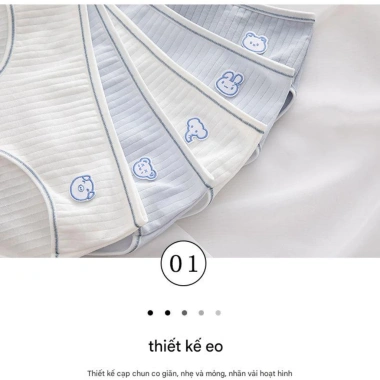 Quần lót nữ cotton 2 lớp đáy, họa tiết thú cute, cạp chip gân tăm co giản - 33.000đ