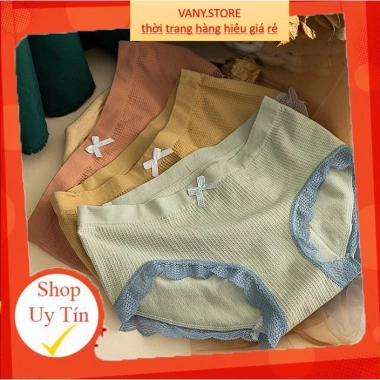 Quần Lót Nữ Cotton Dệt Kim Kháng Khuẩn Thoáng Mát Đính Nơ Ren Siêu Tôn Dáng A45 Giá 20.000 VND