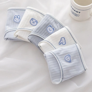 Quần Lót Nữ Cotton Gân Tăm Đáy 2 Lớp, Chip Cạp Vừa, Thú Dễ Thương AMYBRA L861 33k