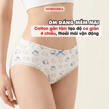 Quần Lót Nữ Cotton Gân Tăm Thoáng Khí Chip Cạp Vừa Đáy AMYBRA L2.509 Giá 42.000 2