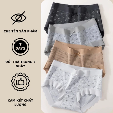 Quần Lót Nữ Cotton Gân Tăm Viền Su Mềm Mại, Chip Cạp Vừa Đáy Kháng Khuẩn AMYBRA L758 55k