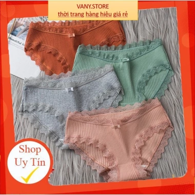 Quần Lót Nữ Cotton Kháng Khuẩn Gân Tăm, Viền Ren Sexy, Điệu Đà - Giá 19.000₫