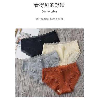 Quần Lót Nữ Cotton Kháng Khuẩn Gân Tăm, Viền Ren Sexy, Điệu Đà - Giá 19.000₫