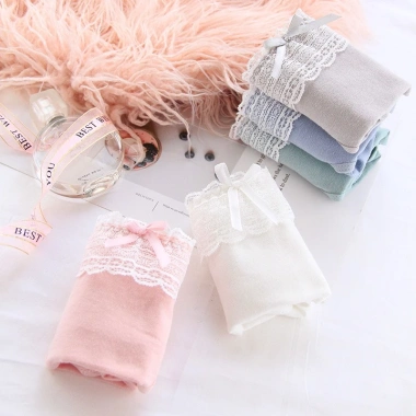 Quần Lót Nữ Cotton Kháng Khuẩn Viền Bèo Đính Nơ Điệu Đà - FREESHIP, Giá 25.000