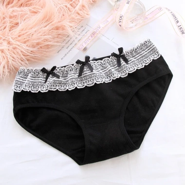 Quần Lót Nữ Cotton Kháng Khuẩn Viền Bèo Đính Nơ Điệu Đà - FREESHIP, Giá 25.000