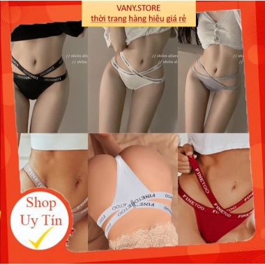 Quần Lót Nữ Cotton Lọt Khe A37 FREESHIP - Dây Đan Chéo, Viền In Chữ, Gợi Cảm 40k