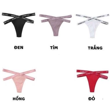 Quần Lót Nữ Cotton Lọt Khe A37 FREESHIP - Dây Đan Chéo, Viền In Chữ, Gợi Cảm 40k 2