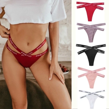 Quần Lót Nữ Cotton Lọt Khe A37 FREESHIP - Dây Đan Chéo, Viền In Chữ, Gợi Cảm 40k 7