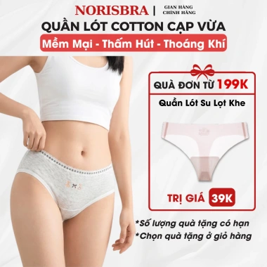 Quần Lót Nữ Cotton Mềm Họa Tiết Dễ Thương Chip Cạp Vừa Phối Ren Đáy AMYBRA L1.129 37k