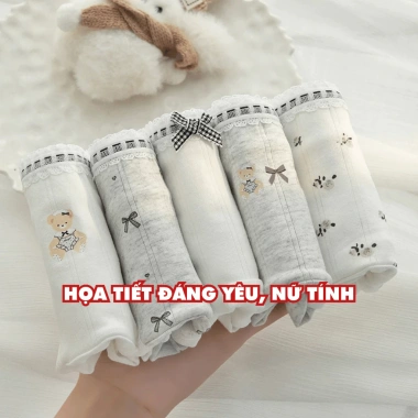 Quần Lót Nữ Cotton Mềm Họa Tiết Dễ Thương Chip Cạp Vừa Phối Ren Đáy AMYBRA L1.129 37k 4 Quần Lót Nữ Cotton Mềm Họa Tiết Dễ Thương Chip Cạp Vừa Phối Ren Đáy AMYBRA L1.129 37k 4