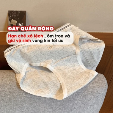 Quần Lót Nữ Cotton Mềm Họa Tiết Dễ Thương Chip Cạp Vừa Phối Ren Đáy AMYBRA L1.129 37k