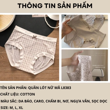 Quần lót nữ cotton mềm mại, đáy 2 lớp kháng khuẩn AMYBRA L8.383 - Giá 56.000₫