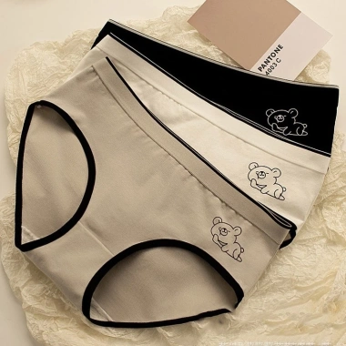 Quần Lót Nữ Cotton Mềm Mại Họa Tiết Gấu – Cạp Vừa Ôm Dáng, Chip AMYBRA L903 32.000