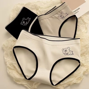Quần Lót Nữ Cotton Mềm Mại Họa Tiết Gấu – Cạp Vừa Ôm Dáng, Chip AMYBRA L903 32.000