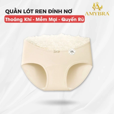 Quần Lót Nữ Cotton Mịn Cạp Ren Gợi Cảm Chip Cạp Vừa Đáy May AMYBRA L5.310 Giá 37k