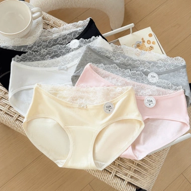 Quần Lót Nữ Cotton Mịn Cạp Ren Gợi Cảm Chip Cạp Vừa Đáy May AMYBRA L5.310 Giá 37k