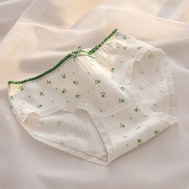 Quần Lót Nữ Cotton Ren Quyến Rũ Quần Chip Cạp Vừa Họa Tiết Xinh Xắn AMYBRA L311 6