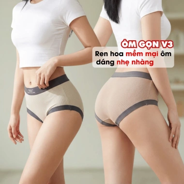 Quần Lót Nữ Cotton Thoáng Khí AMYBRA L5.246 - Cạp Cao, Viền Su Co Giãn, Giá 39.000
