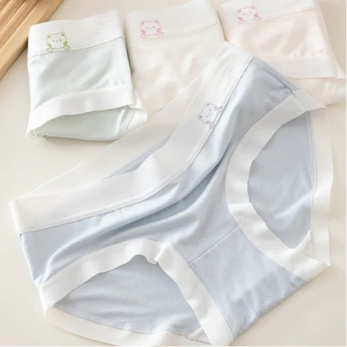 Quần Lót Nữ Cotton Viền Su Mỏng Nhẹ AMYBRA LY03 Cạp Vừa Họa Tiết Gấu Cute 4